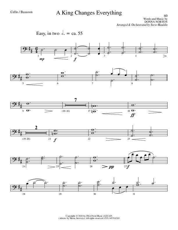 A King Changes Everything (Choral Anthem SATB) Cello (Lillenas Choral / Arr. Steve Mauldin)