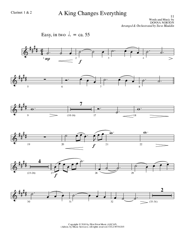 A King Changes Everything (Choral Anthem SATB) Clarinet 1/2 (Lillenas Choral / Arr. Steve Mauldin)