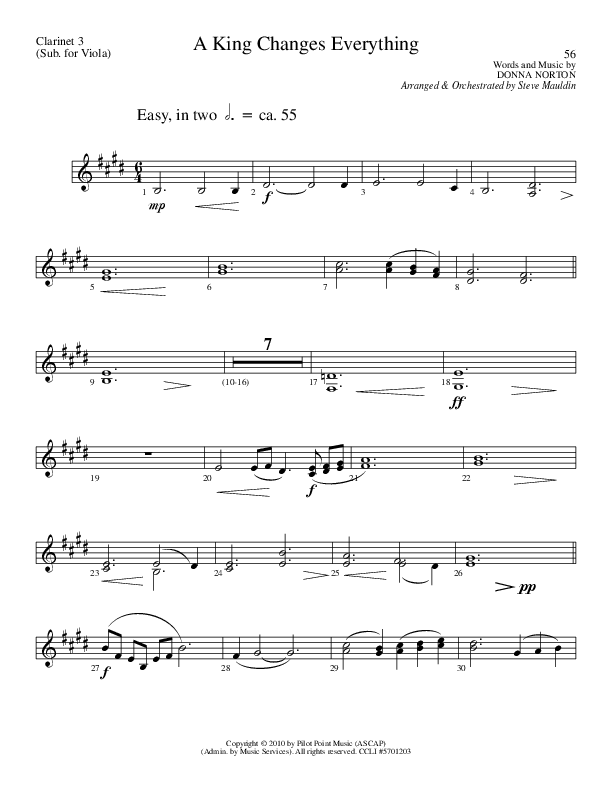 A King Changes Everything (Choral Anthem SATB) Clarinet 3 (Lillenas Choral / Arr. Steve Mauldin)