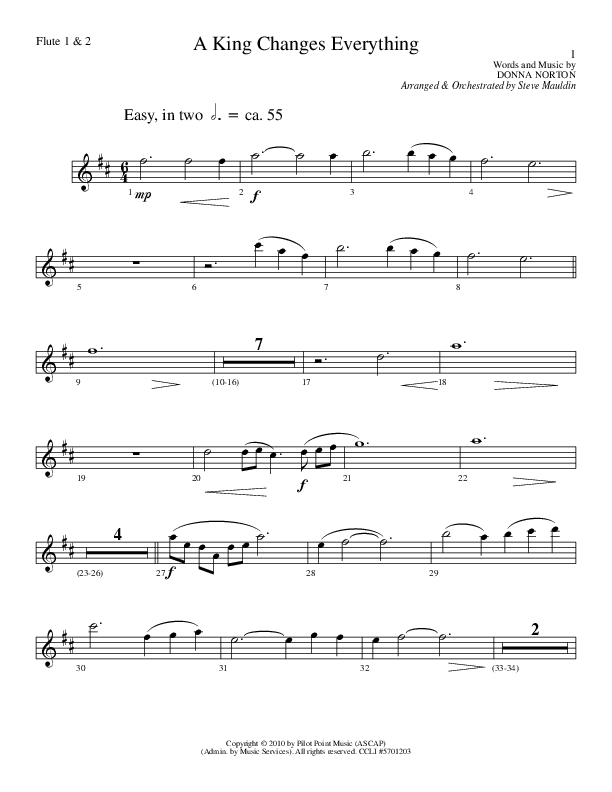 A King Changes Everything (Choral Anthem SATB) Flute 1/2 (Lillenas Choral / Arr. Steve Mauldin)