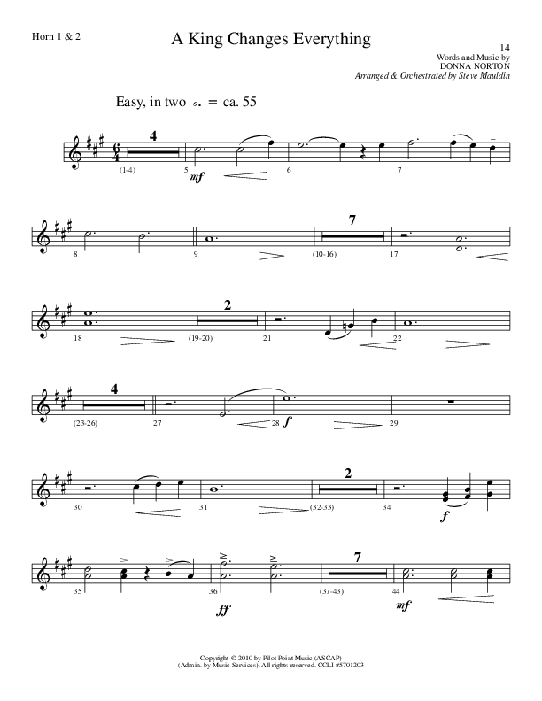 A King Changes Everything (Choral Anthem SATB) French Horn 1/2 (Lillenas Choral / Arr. Steve Mauldin)
