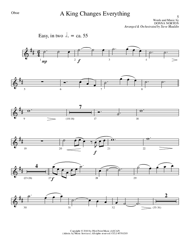 A King Changes Everything (Choral Anthem SATB) Oboe (Lillenas Choral / Arr. Steve Mauldin)
