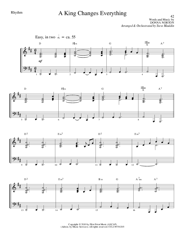 A King Changes Everything (Choral Anthem SATB) Rhythm Chart (Lillenas Choral / Arr. Steve Mauldin)