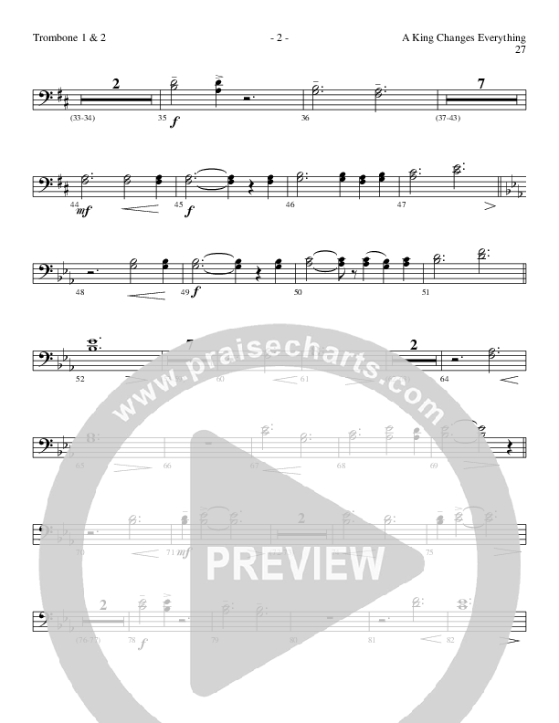 A King Changes Everything (Choral Anthem SATB) Trombone 1/2 (Lillenas Choral / Arr. Steve Mauldin)