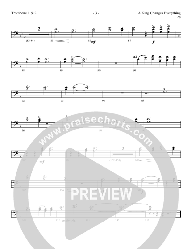 A King Changes Everything (Choral Anthem SATB) Trombone 1/2 (Lillenas Choral / Arr. Steve Mauldin)