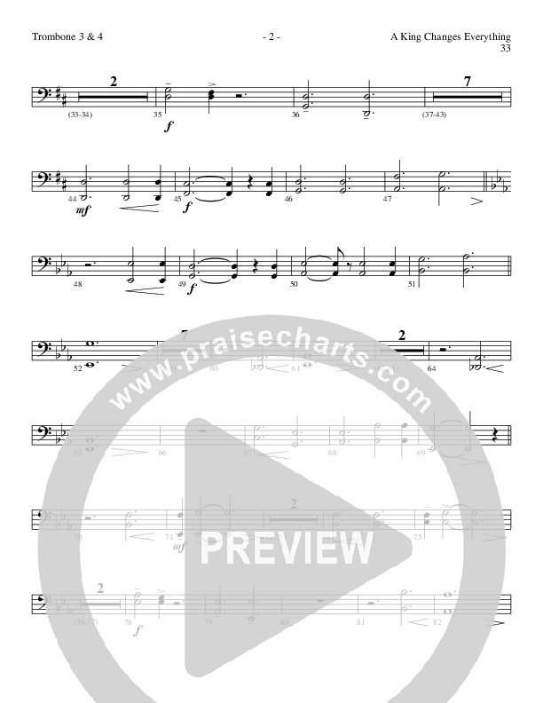 A King Changes Everything (Choral Anthem SATB) Trombone 3/4 (Lillenas Choral / Arr. Steve Mauldin)