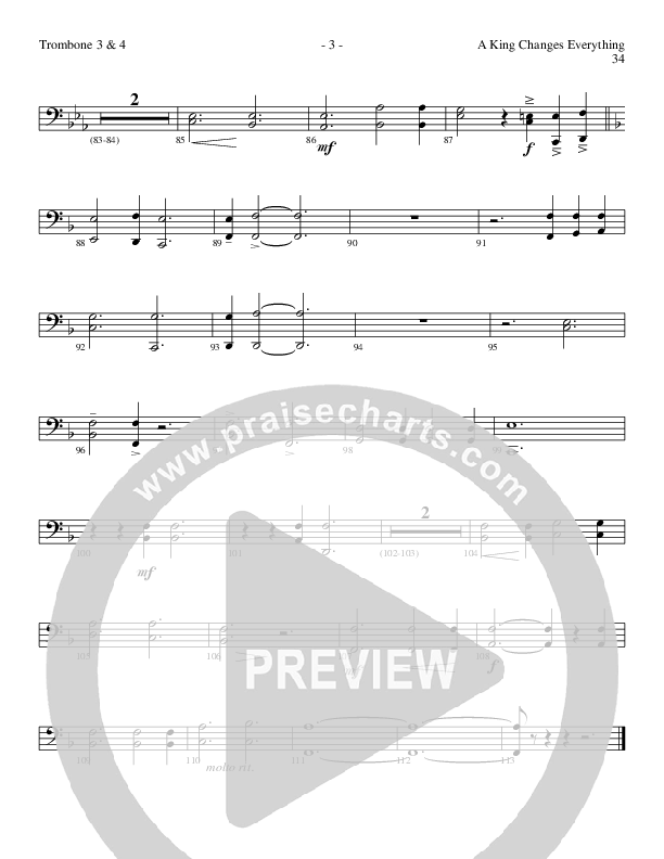 A King Changes Everything (Choral Anthem SATB) Trombone 3/4 (Lillenas Choral / Arr. Steve Mauldin)