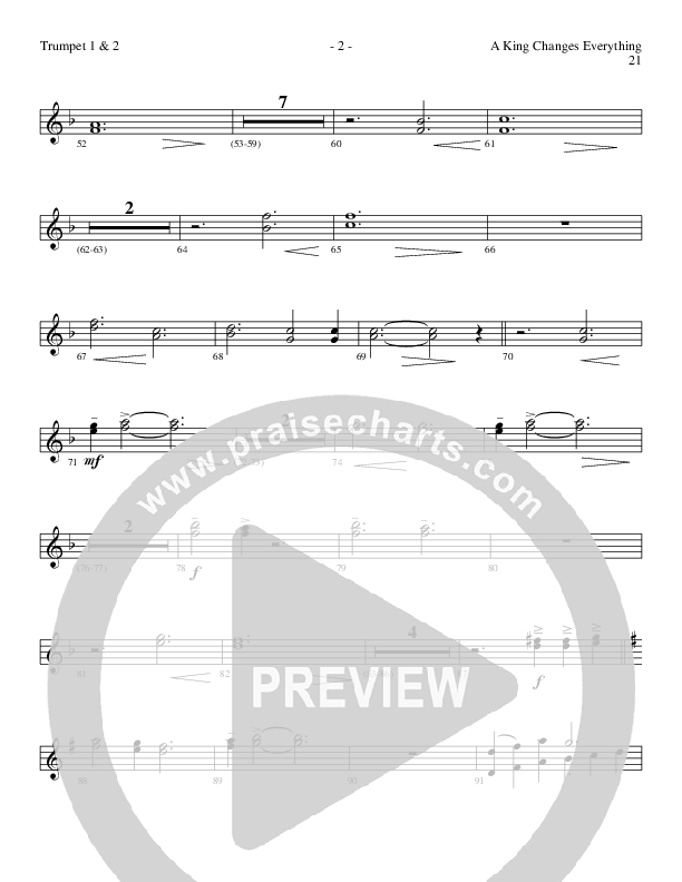 A King Changes Everything (Choral Anthem SATB) Trumpet 1,2 (Lillenas Choral / Arr. Steve Mauldin)