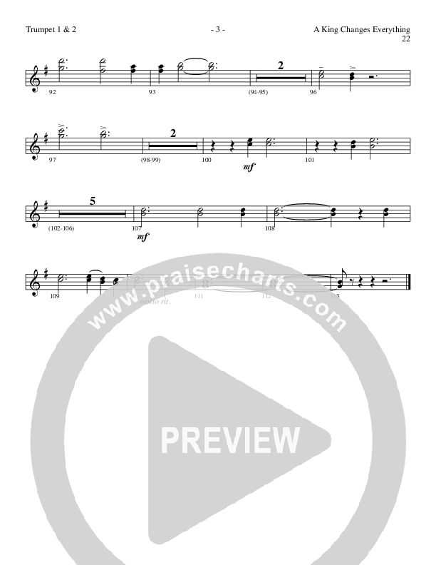 A King Changes Everything (Choral Anthem SATB) Trumpet 1,2 (Lillenas Choral / Arr. Steve Mauldin)