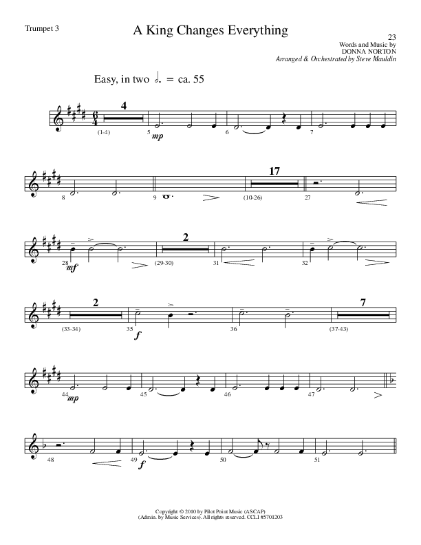 A King Changes Everything (Choral Anthem SATB) Trumpet 3 (Lillenas Choral / Arr. Steve Mauldin)