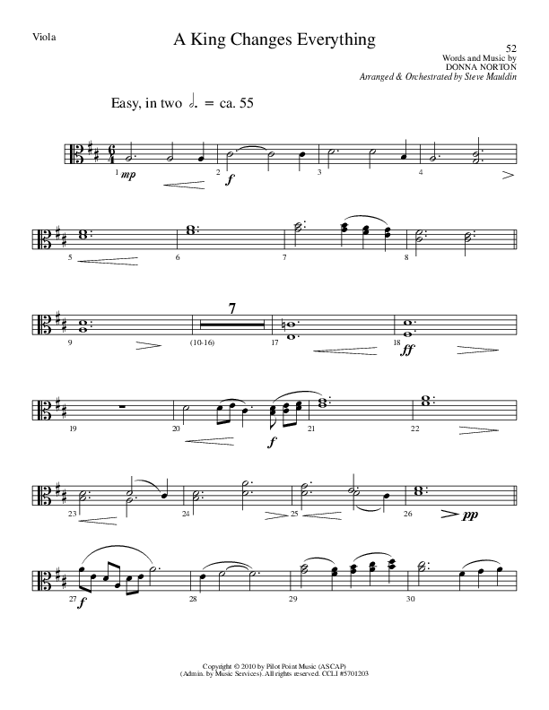 A King Changes Everything (Choral Anthem SATB) Viola (Lillenas Choral / Arr. Steve Mauldin)