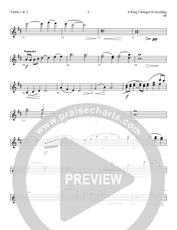 A King Changes Everything (Choral Anthem SATB) Violin 1/2 (Lillenas Choral / Arr. Steve Mauldin)