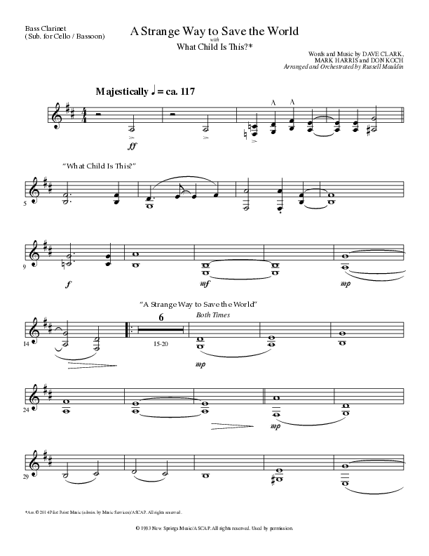 A Strange Way To Save The World (with What Child Is This) (Choral Anthem SATB) Bass Clarinet (Lillenas Choral / Arr. Russell Mauldin)