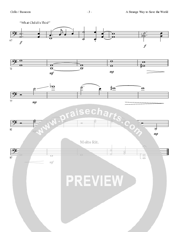 A Strange Way To Save The World (with What Child Is This) (Choral Anthem SATB) Cello (Lillenas Choral / Arr. Russell Mauldin)