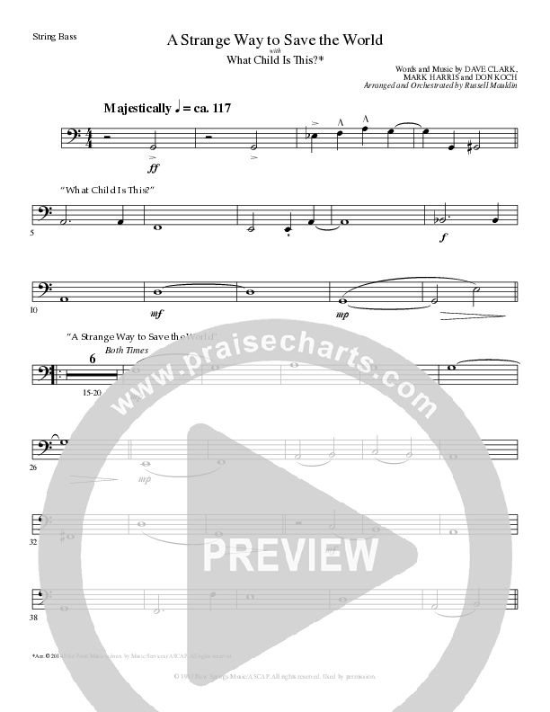 A Strange Way To Save The World (with What Child Is This) (Choral Anthem SATB) Cello/Bass (Lillenas Choral / Arr. Russell Mauldin)