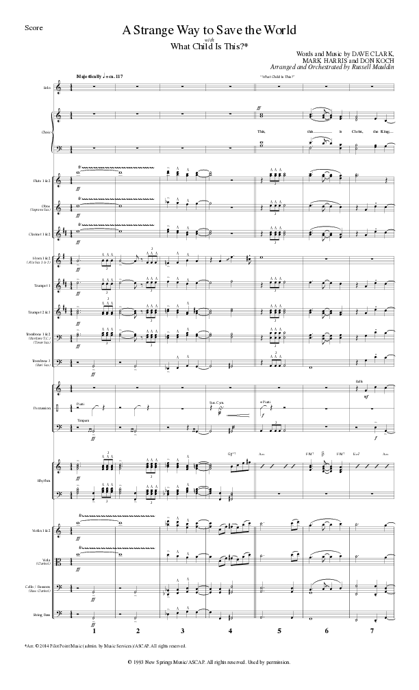 A Strange Way To Save The World (with What Child Is This) (Choral Anthem SATB) Orchestration (Lillenas Choral / Arr. Russell Mauldin)