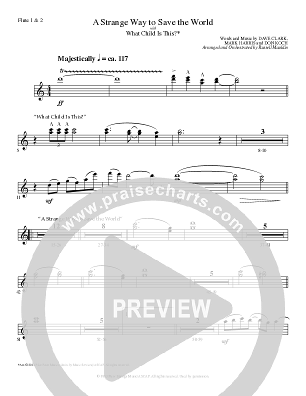 A Strange Way To Save The World (with What Child Is This) (Choral Anthem SATB) Flute 1/2 (Lillenas Choral / Arr. Russell Mauldin)