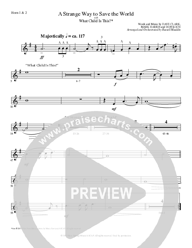 A Strange Way To Save The World (with What Child Is This) (Choral Anthem SATB) French Horn 1/2 (Lillenas Choral / Arr. Russell Mauldin)