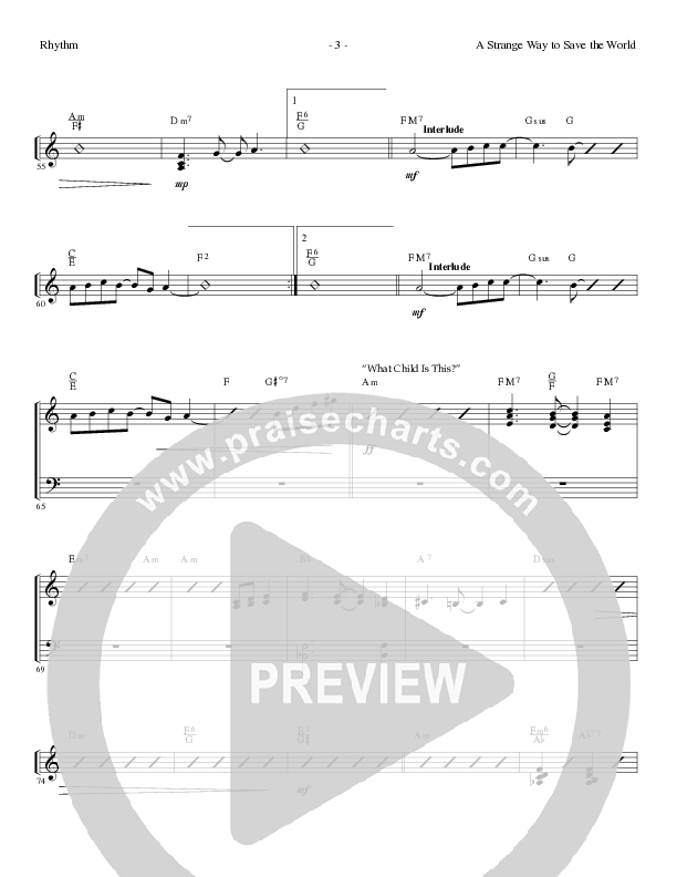 A Strange Way To Save The World (with What Child Is This) (Choral Anthem SATB) Rhythm Chart (Lillenas Choral / Arr. Russell Mauldin)