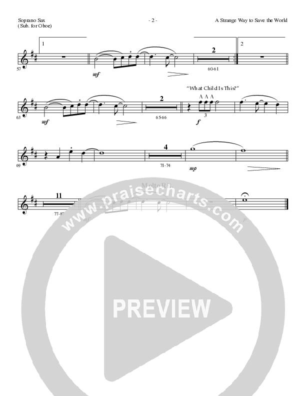 A Strange Way To Save The World (with What Child Is This) (Choral Anthem SATB) Soprano Sax (Lillenas Choral / Arr. Russell Mauldin)