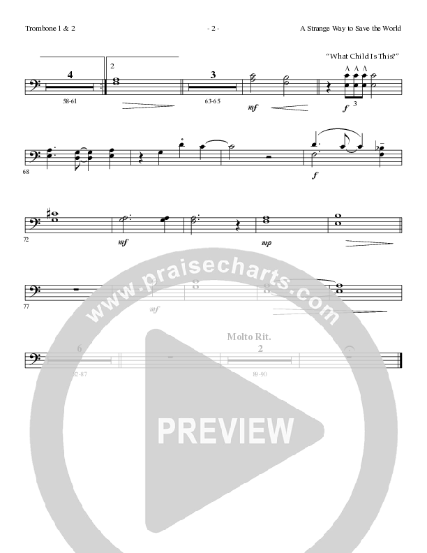 A Strange Way To Save The World (with What Child Is This) (Choral Anthem SATB) Trombone 1/2 (Lillenas Choral / Arr. Russell Mauldin)