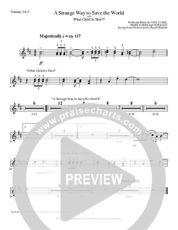 A Strange Way To Save The World (with What Child Is This) (Choral Anthem SATB) Trumpet 2/3 (Lillenas Choral / Arr. Russell Mauldin)