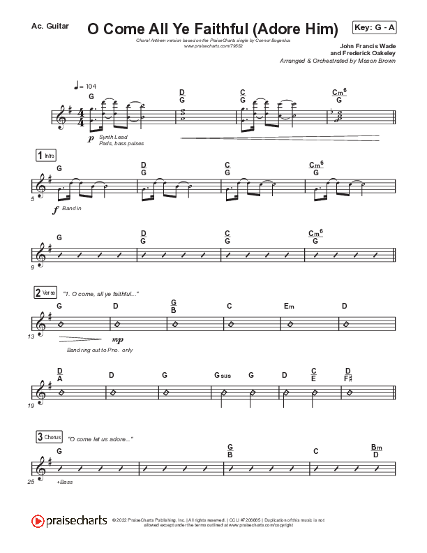 O Come All Ye Faithful (Adore Him) (Choral Anthem SATB) Acoustic Guitar (Signature Sessions / Connor Bogardus / Arr. Mason Brown)