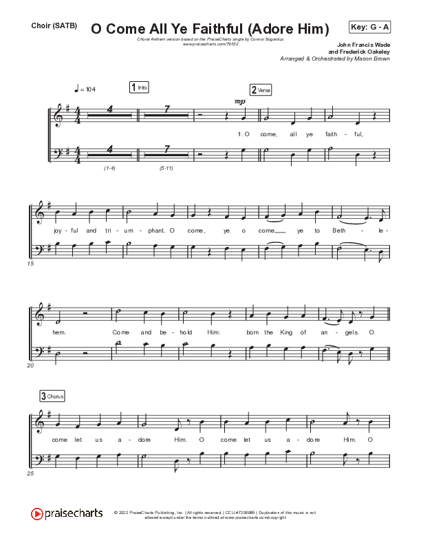 O Come All Ye Faithful (Adore Him) (Choral Anthem SATB) Choir Sheet (SATB) (Signature Sessions / Connor Bogardus / Arr. Mason Brown)