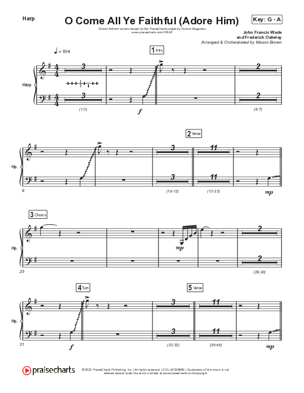 O Come All Ye Faithful (Adore Him) (Choral Anthem SATB) Harp (Signature Sessions / Connor Bogardus / Arr. Mason Brown)