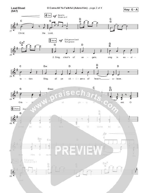 O Come All Ye Faithful (Adore Him) (Choral Anthem SATB) Lead Sheet (SAT) (Signature Sessions / Connor Bogardus / Arr. Mason Brown)