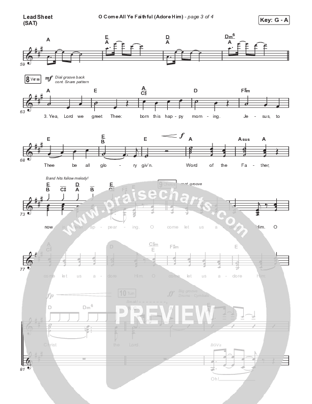 O Come All Ye Faithful (Adore Him) (Choral Anthem SATB) Lead Sheet (SAT) (Signature Sessions / Connor Bogardus / Arr. Mason Brown)