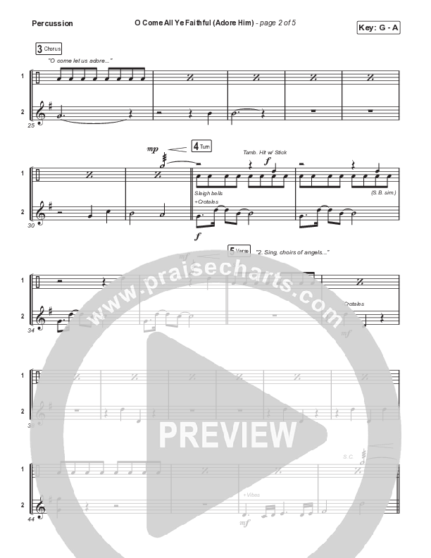 O Come All Ye Faithful (Adore Him) (Choral Anthem SATB) Percussion (Signature Sessions / Connor Bogardus / Arr. Mason Brown)