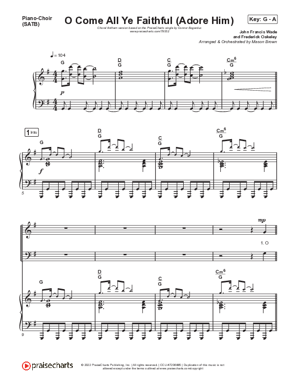 O Come All Ye Faithful (Adore Him) (Choral Anthem SATB) Piano/Choir (SATB) (Signature Sessions / Connor Bogardus / Arr. Mason Brown)