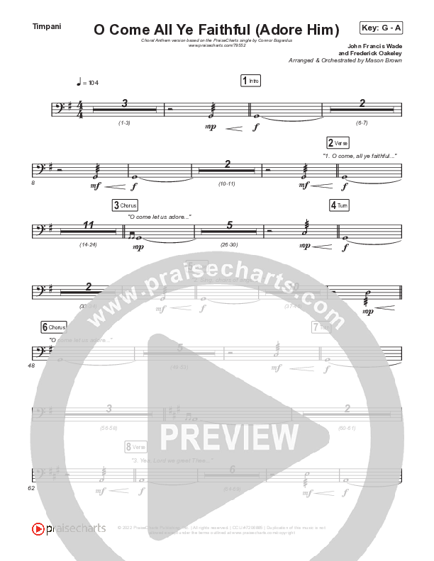 O Come All Ye Faithful (Adore Him) (Choral Anthem SATB) Timpani (Signature Sessions / Connor Bogardus / Arr. Mason Brown)