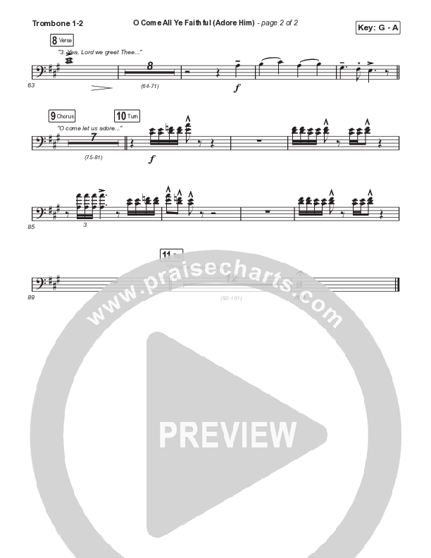 O Come All Ye Faithful (Adore Him) (Choral Anthem SATB) Trombone 1,2 (Signature Sessions / Connor Bogardus / Arr. Mason Brown)