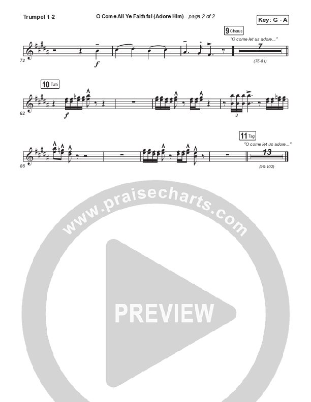 O Come All Ye Faithful (Adore Him) (Choral Anthem SATB) Trumpet 1,2 (Signature Sessions / Connor Bogardus / Arr. Mason Brown)