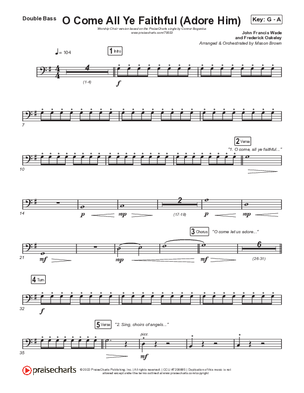 O Come All Ye Faithful (Adore Him) (Worship Choir SAB) Double Bass (Signature Sessions / Connor Bogardus / Arr. Mason Brown)
