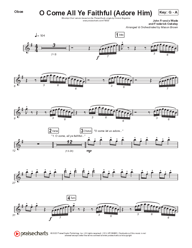 O Come All Ye Faithful (Adore Him) (Worship Choir SAB) Oboe (Signature Sessions / Connor Bogardus / Arr. Mason Brown)