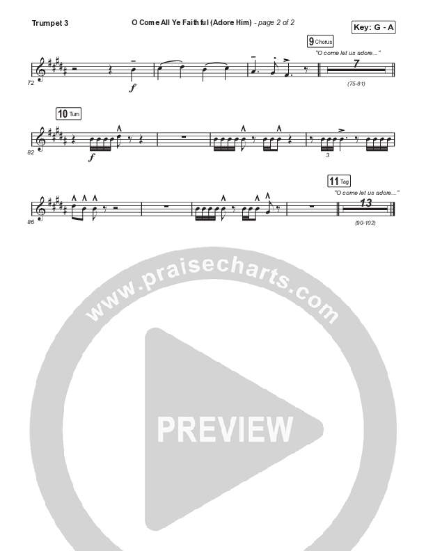 O Come All Ye Faithful (Adore Him) (Worship Choir SAB) Trumpet 3 (Signature Sessions / Connor Bogardus / Arr. Mason Brown)