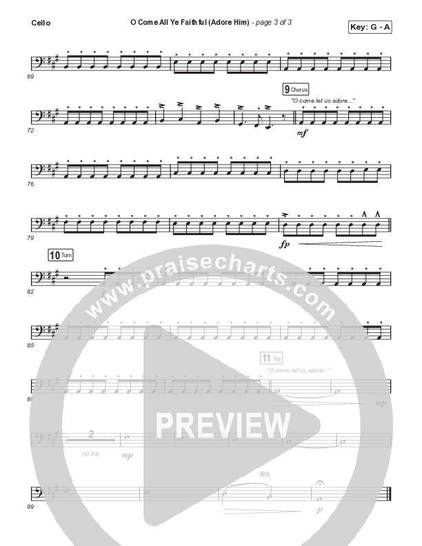 O Come All Ye Faithful (Adore Him) (Unison/2-Part Choir) Cello (Signature Sessions / Connor Bogardus / Arr. Mason Brown)