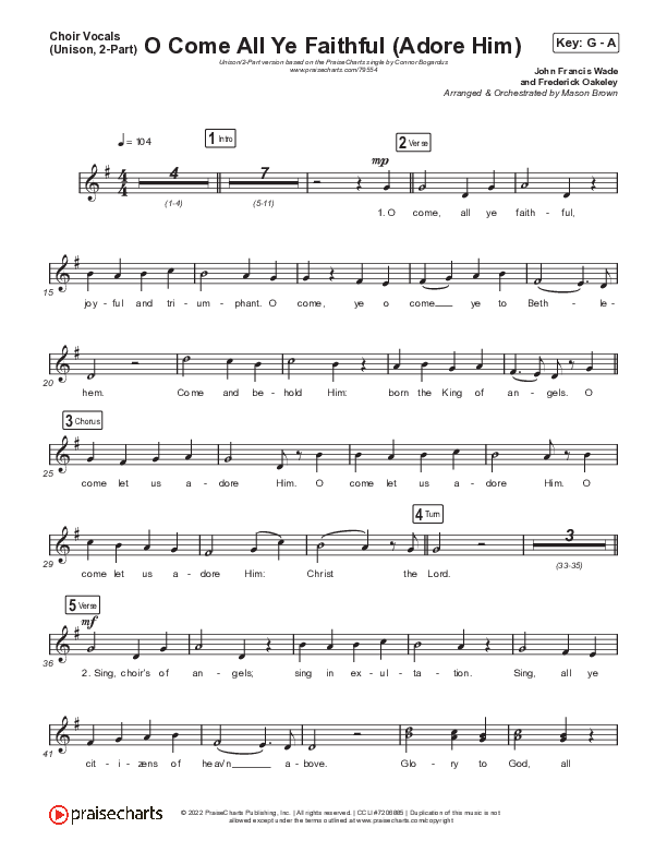 O Come All Ye Faithful (Adore Him) (Unison/2-Part Choir) Choir Sheet (Uni/2-Part) (Signature Sessions / Connor Bogardus / Arr. Mason Brown)
