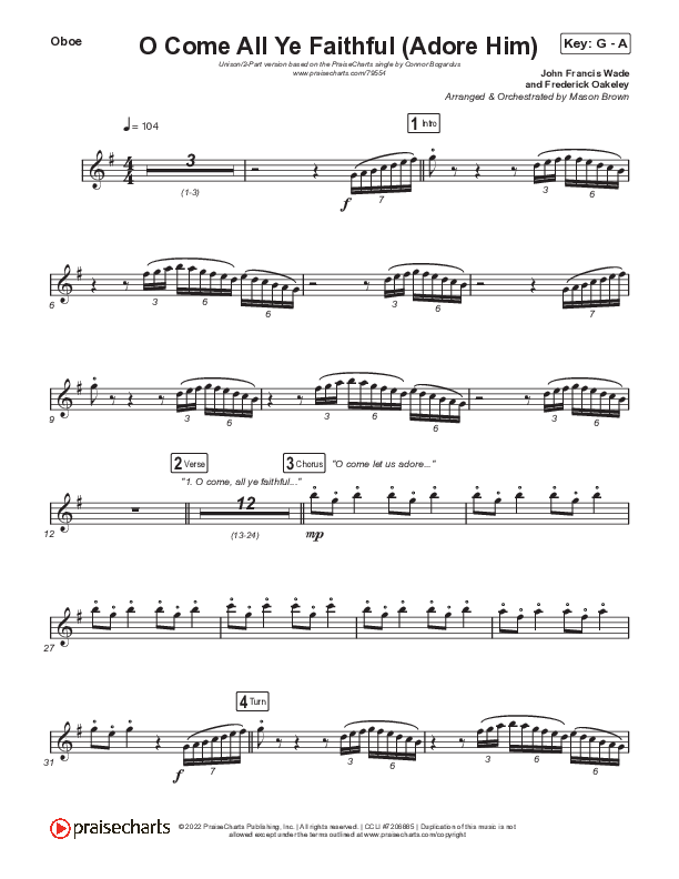 O Come All Ye Faithful (Adore Him) (Unison/2-Part Choir) Oboe (Signature Sessions / Connor Bogardus / Arr. Mason Brown)
