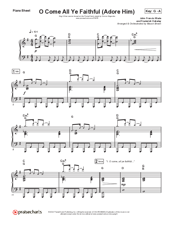 O Come All Ye Faithful (Adore Him) (Sing It Now SATB) Piano Sheet (Signature Sessions / Connor Bogardus / Arr. Mason Brown)