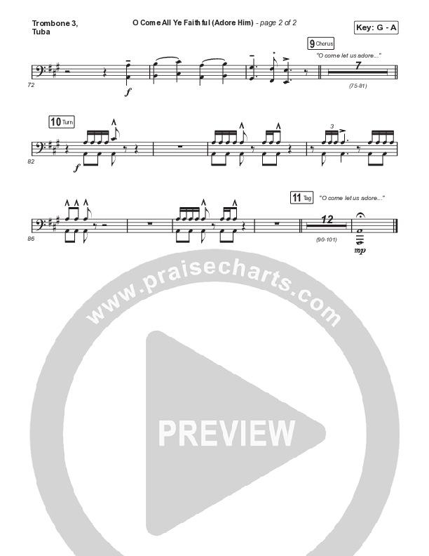 O Come All Ye Faithful (Adore Him) (Sing It Now SATB) Trombone 3/Tuba (Signature Sessions / Connor Bogardus / Arr. Mason Brown)