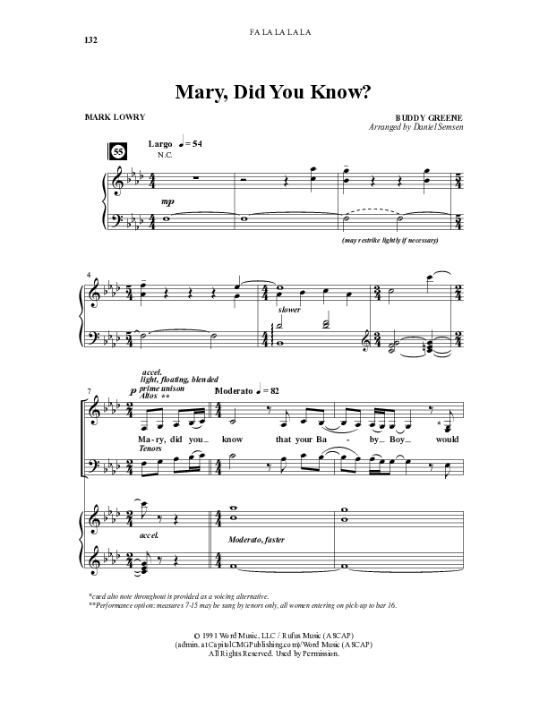 Fa La La La La (13 Song Collection) Song 10 (Piano SATB) (Word Music Choral)