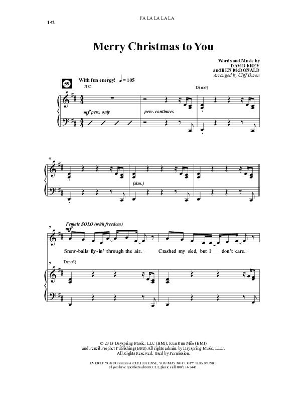 Fa La La La La (13 Song Collection) Song 11 (Piano SATB) (Word Music Choral)