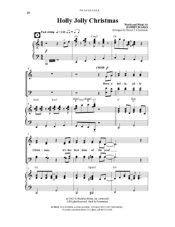 Fa La La La La (13 Song Collection) Song 2 (Piano SATB) (Word Music Choral)