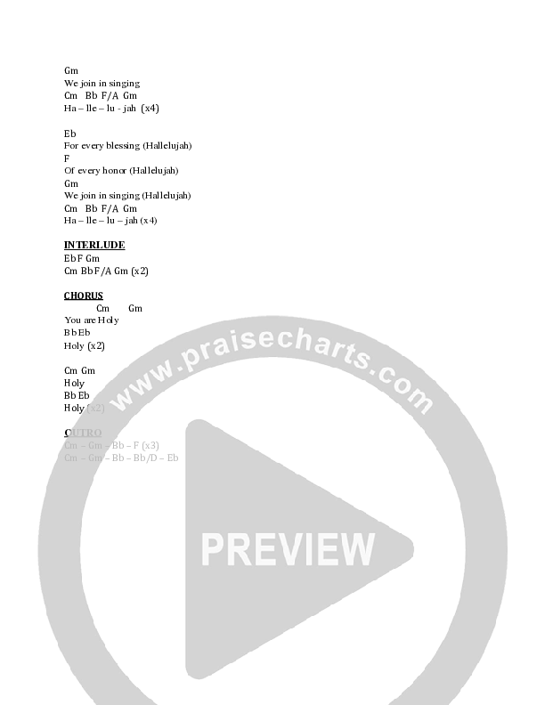 Holy Chord Chart (Faith City Music)