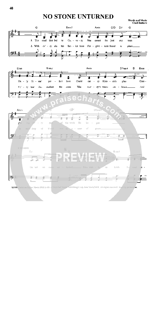 No Stone Unturned Lead Sheet (Ann Downing)