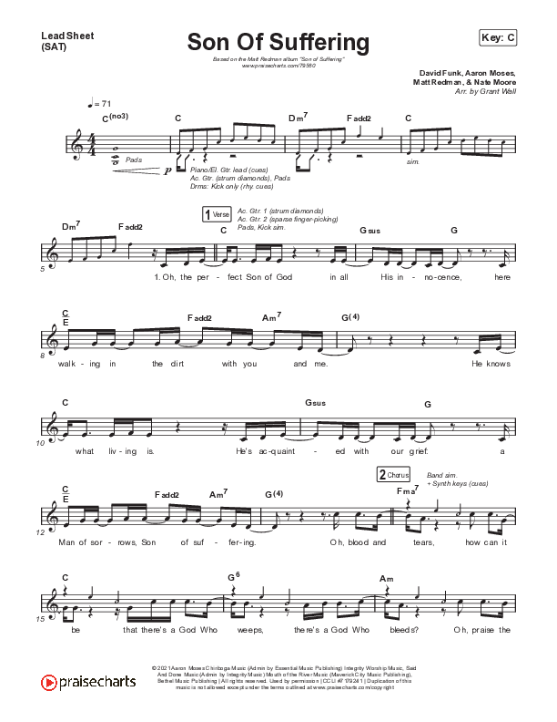 Son Of Suffering (Live) Lead Sheet (SAT) (Matt Redman)